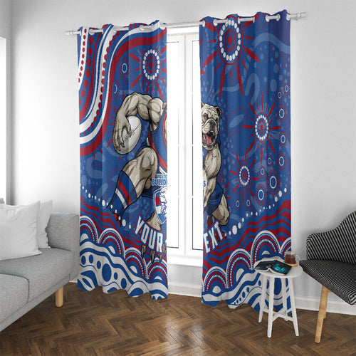 Personalized Western Bulldogs Football Mascot Window Curtain Aboriginal Dot Art - Dreamtime Football Mascot