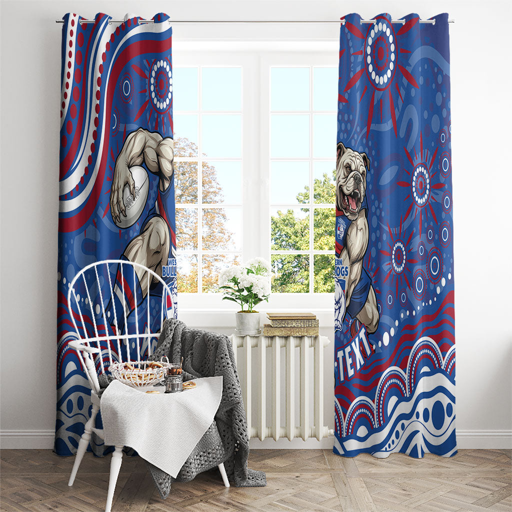 Personalized Western Bulldogs Football Mascot Window Curtain Aboriginal Dot Art - Dreamtime Football Mascot