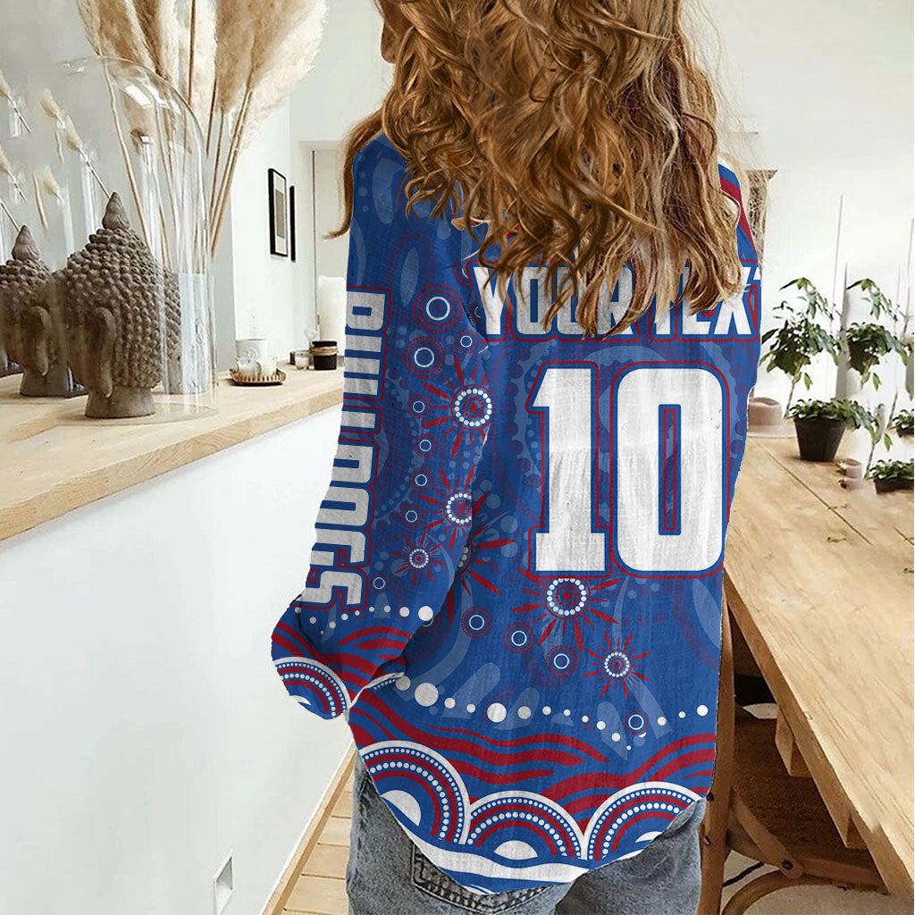 Personalized Western Bulldogs Football Mascot Women Casual Shirt Aboriginal Dot Art - Dreamtime Football Mascot