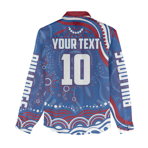 Personalized Western Bulldogs Football Mascot Women Casual Shirt Aboriginal Dot Art - Dreamtime Football Mascot
