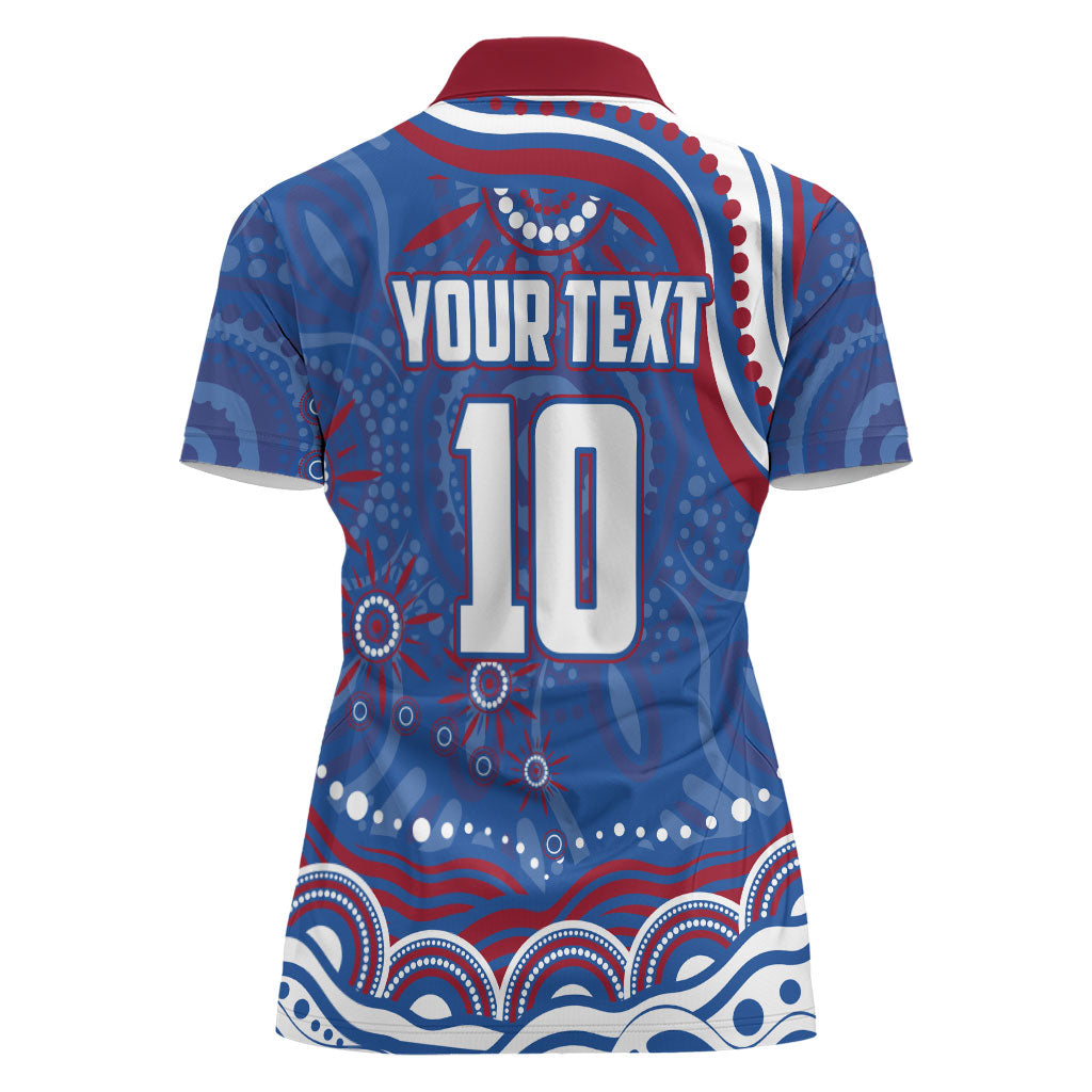 Personalized Western Bulldogs Football Mascot Women Polo Shirt Aboriginal Dot Art - Dreamtime Football Mascot