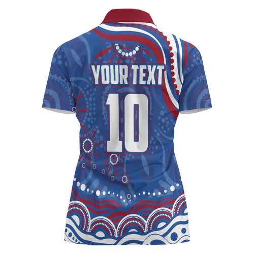 Personalized Western Bulldogs Football Mascot Women Polo Shirt Aboriginal Dot Art - Dreamtime Football Mascot
