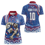 Personalized Western Bulldogs Football Mascot Women Polo Shirt Aboriginal Dot Art - Dreamtime Football Mascot