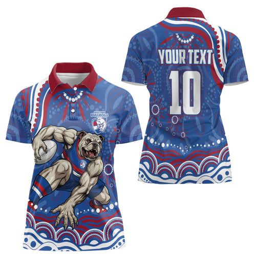 Personalized Western Bulldogs Football Mascot Women Polo Shirt Aboriginal Dot Art - Dreamtime Football Mascot