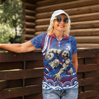 Personalized Western Bulldogs Football Mascot Women Polo Shirt Aboriginal Dot Art - Dreamtime Football Mascot