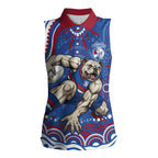 Personalized Western Bulldogs Football Mascot Women Sleeveless Polo Shirt Aboriginal Dot Art - Dreamtime Football Mascot