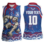 Personalized Western Bulldogs Football Mascot Women Sleeveless Polo Shirt Aboriginal Dot Art - Dreamtime Football Mascot