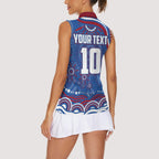 Personalized Western Bulldogs Football Mascot Women Sleeveless Polo Shirt Aboriginal Dot Art - Dreamtime Football Mascot
