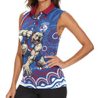 Personalized Western Bulldogs Football Mascot Women Sleeveless Polo Shirt Aboriginal Dot Art - Dreamtime Football Mascot