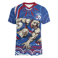 Personalized Western Bulldogs Football Mascot Women V-Neck T-Shirt Aboriginal Dot Art - Dreamtime Football Mascot