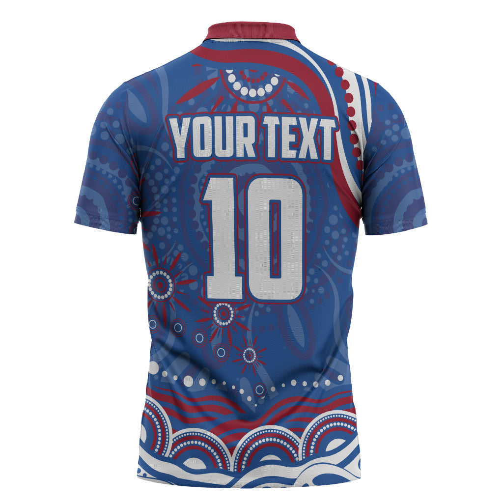 Personalized Western Bulldogs Football Mascot Zipper Polo Shirt Aboriginal Dot Art - Dreamtime Football Mascot