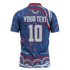 Personalized Western Bulldogs Football Mascot Zipper Polo Shirt Aboriginal Dot Art - Dreamtime Football Mascot