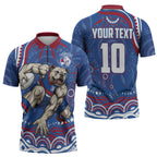 Personalized Western Bulldogs Football Mascot Zipper Polo Shirt Aboriginal Dot Art - Dreamtime Football Mascot