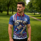 Personalized Western Bulldogs Football Mascot Zipper Polo Shirt Aboriginal Dot Art - Dreamtime Football Mascot
