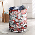 Personalized Sydney Swans Football Mascot Laundry Basket Aboriginal Dot Art - Dreamtime Football Mascot