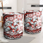 Personalized Sydney Swans Football Mascot Laundry Basket Aboriginal Dot Art - Dreamtime Football Mascot