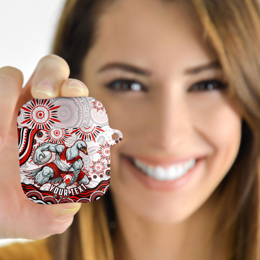 Personalized Sydney Swans Football Mascot AirPods Case Aboriginal Dot Art - Dreamtime Football Mascot