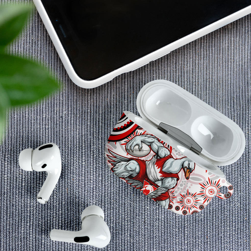 Personalized Sydney Swans Football Mascot AirPods Case Aboriginal Dot Art - Dreamtime Football Mascot