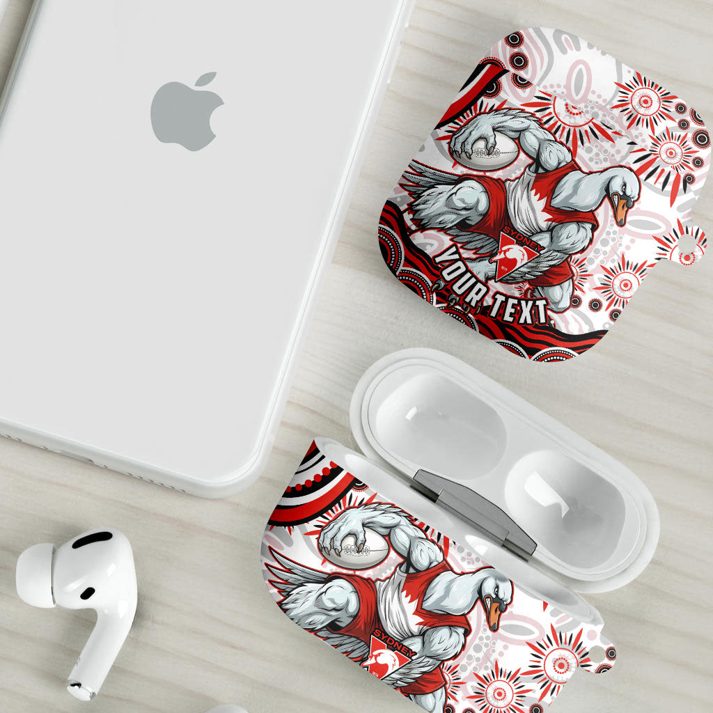 Personalized Sydney Swans Football Mascot AirPods Case Aboriginal Dot Art - Dreamtime Football Mascot