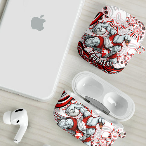 Personalized Sydney Swans Football Mascot AirPods Case Aboriginal Dot Art - Dreamtime Football Mascot