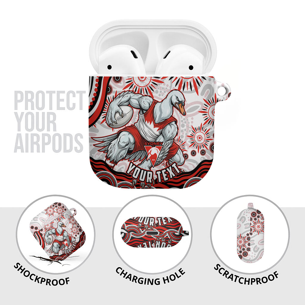 Personalized Sydney Swans Football Mascot AirPods Case Aboriginal Dot Art - Dreamtime Football Mascot