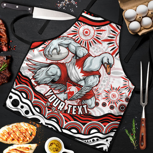 Personalized Sydney Swans Football Mascot Apron Aboriginal Dot Art - Dreamtime Football Mascot