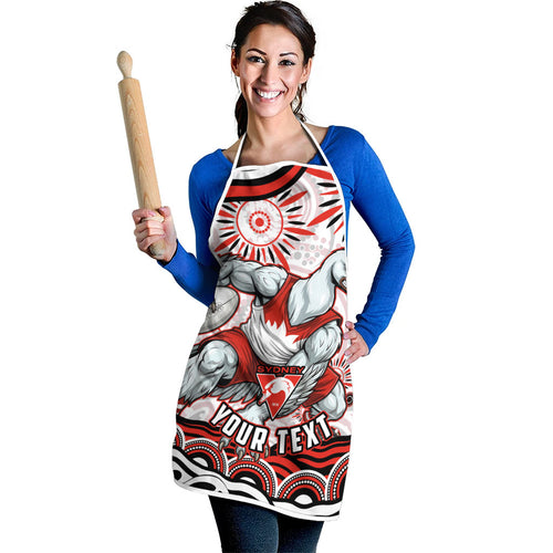 Personalized Sydney Swans Football Mascot Apron Aboriginal Dot Art - Dreamtime Football Mascot