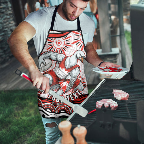 Personalized Sydney Swans Football Mascot Apron Aboriginal Dot Art - Dreamtime Football Mascot