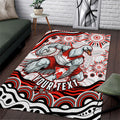Personalized Sydney Swans Football Mascot Area Rug Aboriginal Dot Art - Dreamtime Football Mascot