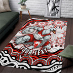 Personalized Sydney Swans Football Mascot Area Rug Aboriginal Dot Art - Dreamtime Football Mascot