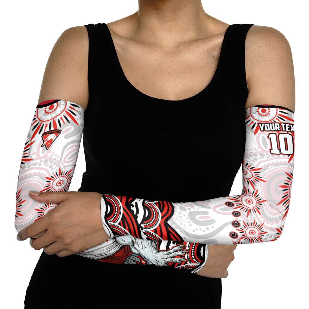 Personalized Sydney Swans Football Mascot Arm Sleeves Aboriginal Dot Art - Dreamtime Football Mascot