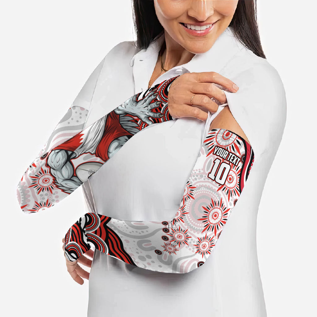 Personalized Sydney Swans Football Mascot Arm Sleeves Aboriginal Dot Art - Dreamtime Football Mascot