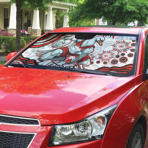 Personalized Sydney Swans Football Mascot Auto Sun Shade Aboriginal Dot Art - Dreamtime Football Mascot
