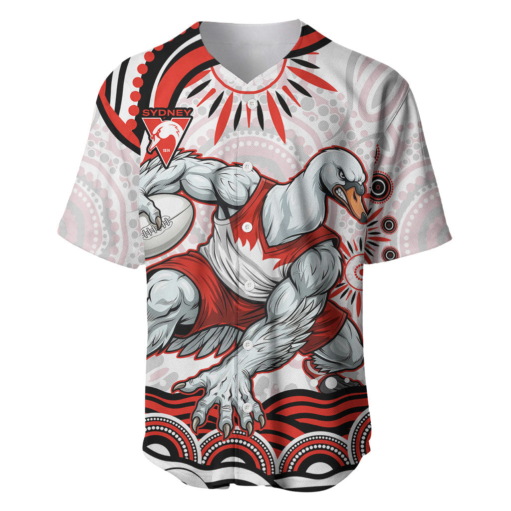 Personalized Sydney Swans Football Mascot Baseball Jersey Aboriginal Dot Art - Dreamtime Football Mascot