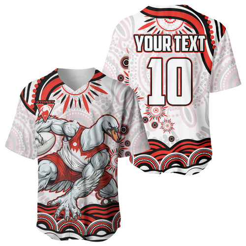 Personalized Sydney Swans Football Mascot Baseball Jersey Aboriginal Dot Art - Dreamtime Football Mascot