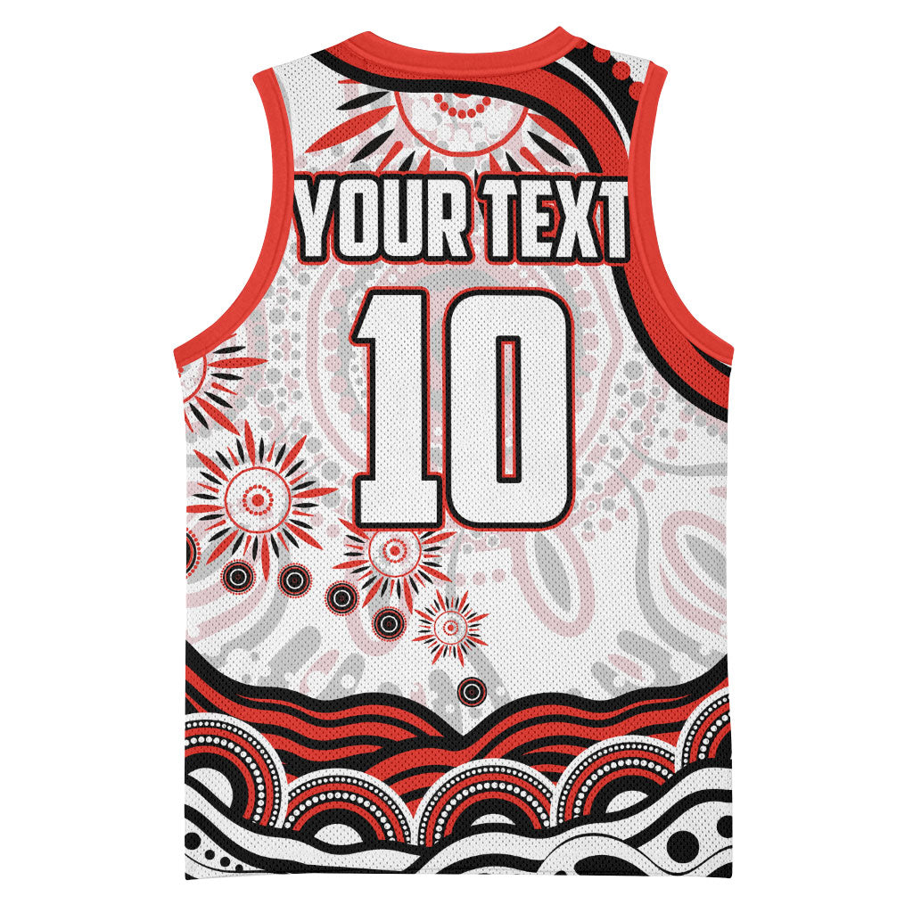 Personalized Sydney Swans Football Mascot Basketball Jersey Aboriginal Dot Art - Dreamtime Football Mascot