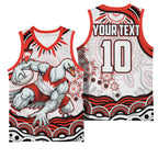 Personalized Sydney Swans Football Mascot Basketball Jersey Aboriginal Dot Art - Dreamtime Football Mascot