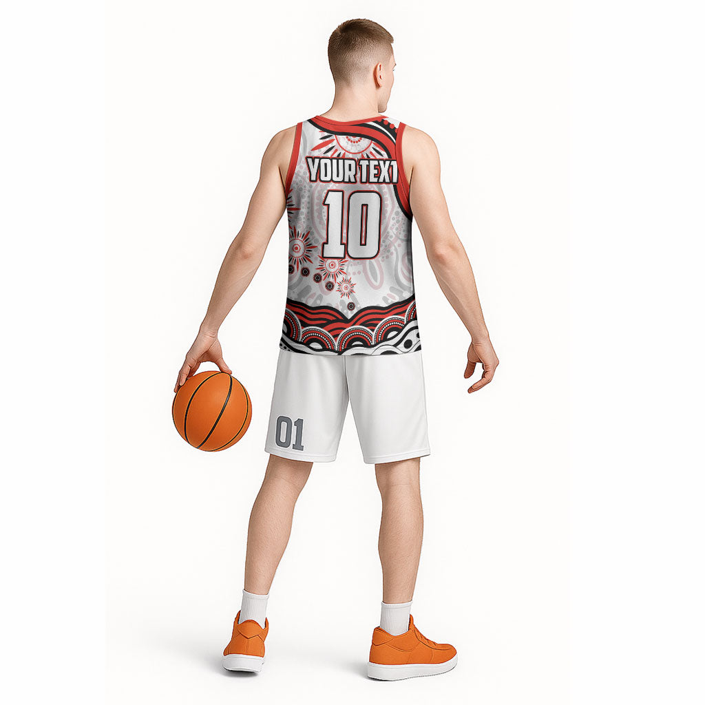 Personalized Sydney Swans Football Mascot Basketball Jersey Aboriginal Dot Art - Dreamtime Football Mascot