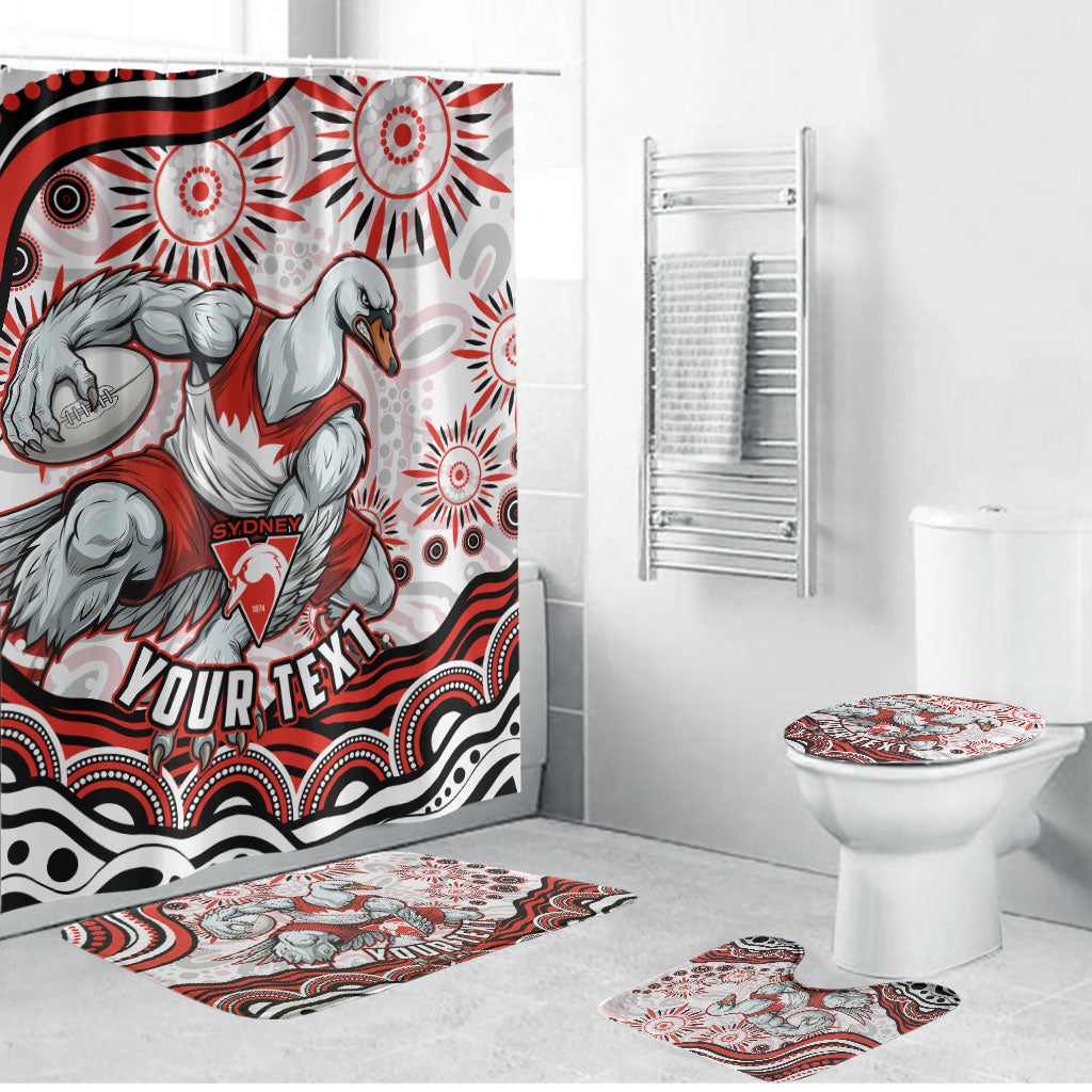 Personalized Sydney Swans Football Mascot Bathroom Set Aboriginal Dot Art - Dreamtime Football Mascot