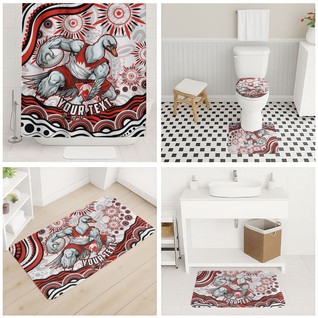Personalized Sydney Swans Football Mascot Bathroom Set Aboriginal Dot Art - Dreamtime Football Mascot