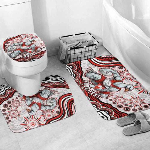 Personalized Sydney Swans Football Mascot Bathroom Set Aboriginal Dot Art - Dreamtime Football Mascot