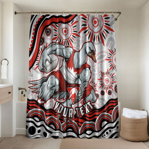 Personalized Sydney Swans Football Mascot Bathroom Set Aboriginal Dot Art - Dreamtime Football Mascot