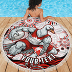 Personalized Sydney Swans Football Mascot Beach Blanket Aboriginal Dot Art - Dreamtime Football Mascot