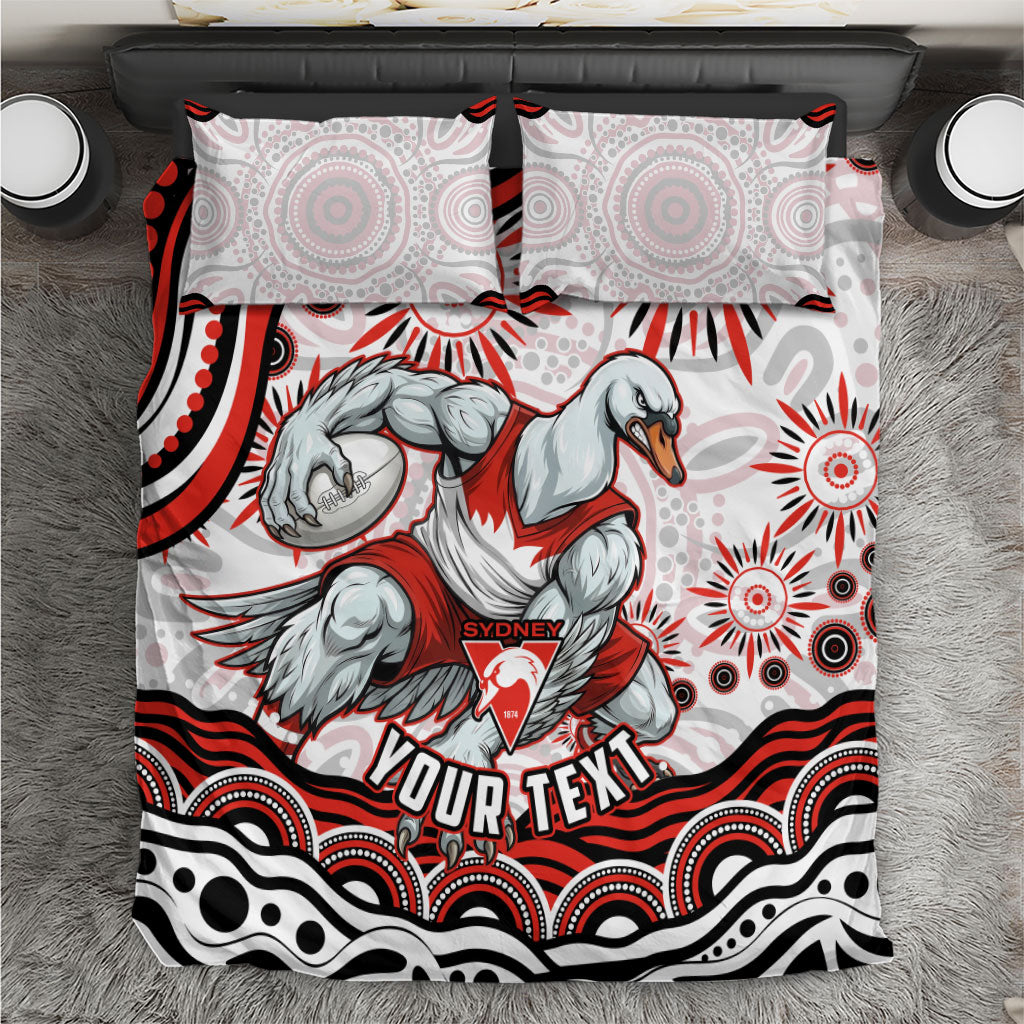 Personalized Sydney Swans Football Mascot Bedding Set Aboriginal Dot Art - Dreamtime Football Mascot