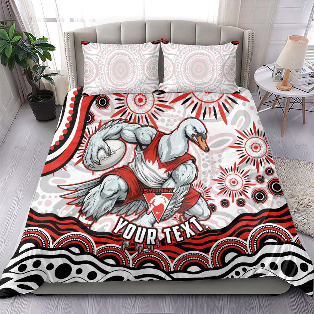 Personalized Sydney Swans Football Mascot Bedding Set Aboriginal Dot Art - Dreamtime Football Mascot