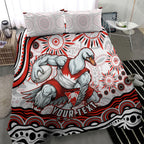 Personalized Sydney Swans Football Mascot Bedding Set Aboriginal Dot Art - Dreamtime Football Mascot
