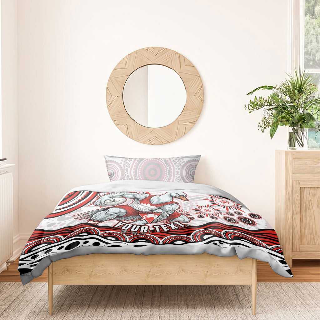 Personalized Sydney Swans Football Mascot Bedding Set Aboriginal Dot Art - Dreamtime Football Mascot