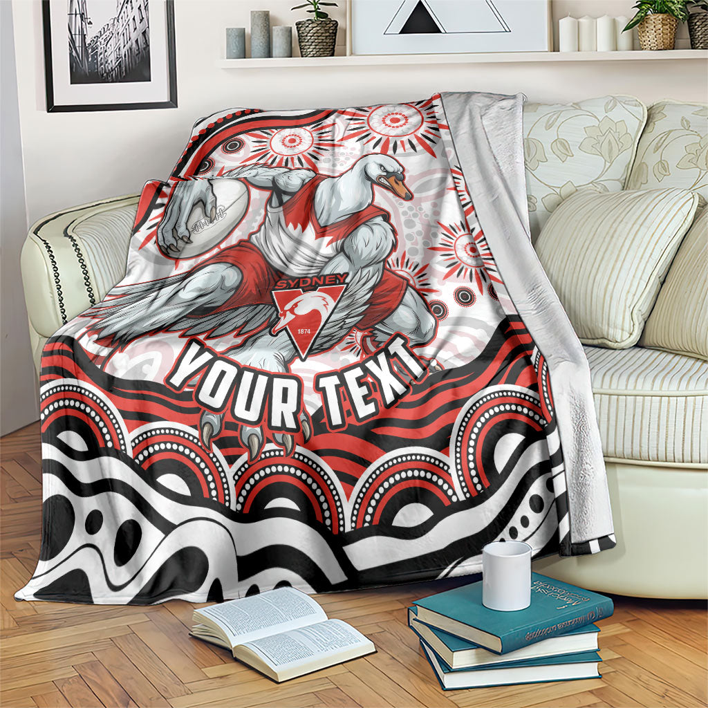 Personalized Sydney Swans Football Mascot Blanket Aboriginal Dot Art - Dreamtime Football Mascot