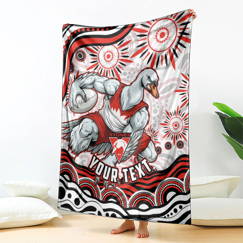 Personalized Sydney Swans Football Mascot Blanket Aboriginal Dot Art - Dreamtime Football Mascot