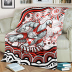 Personalized Sydney Swans Football Mascot Blanket Aboriginal Dot Art - Dreamtime Football Mascot
